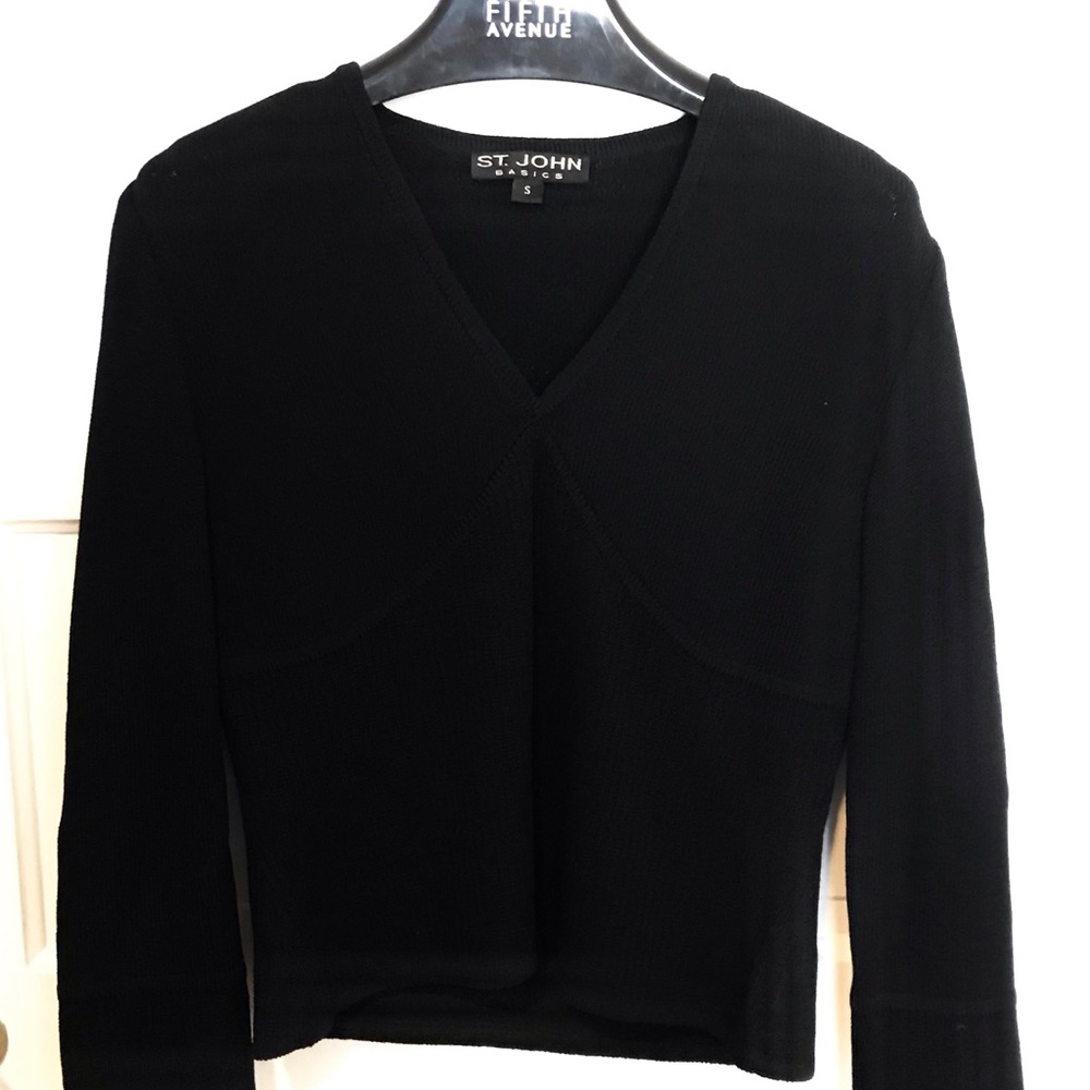 St John Knits Basics Pull On Black Sweater Size S Vintage